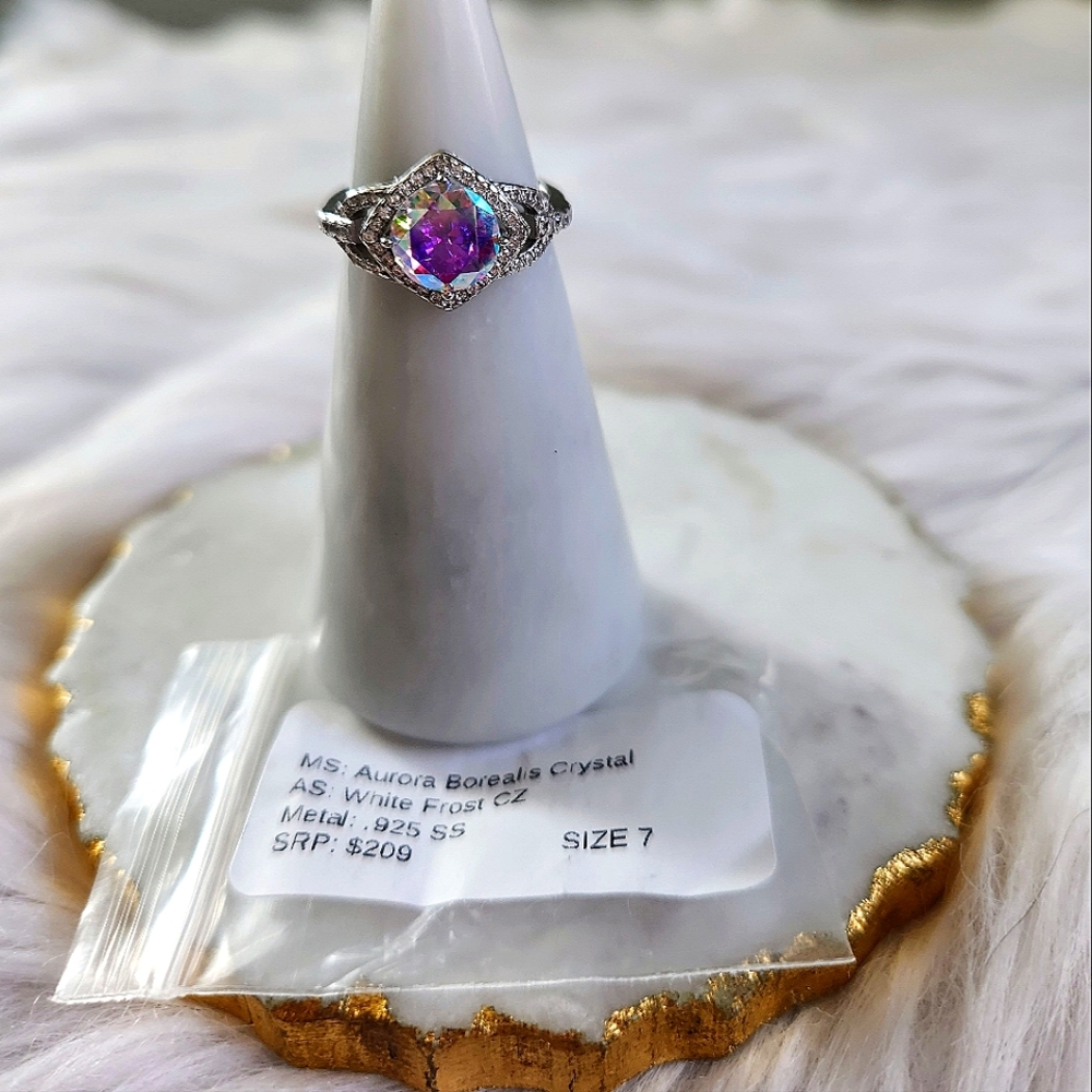 NWT Ryze Aurora Borealis Crystal .925 Sterling Silver Ring - Picture 6 of 8
